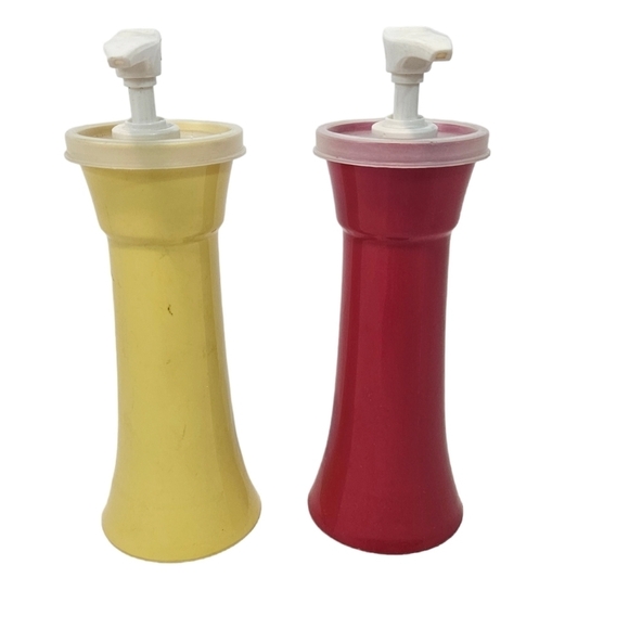 Vintage Tupperware Ketchup & Mustard Condiment Dispensers Set of 2‎ - Picture 11 of 11